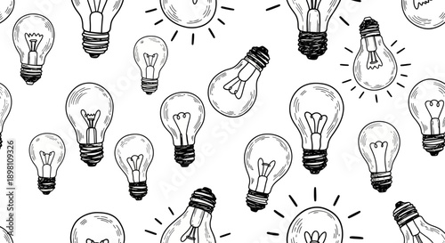 Light Bulbs Inspiration for Innovative Ideas in Graphic Design, Stylish Environment, Unique Viewpoint