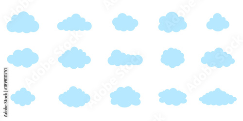 Fluffy cloud frame label set. Cloud shaped and jagged frame silhouette oval and circle frames with scalloped edges