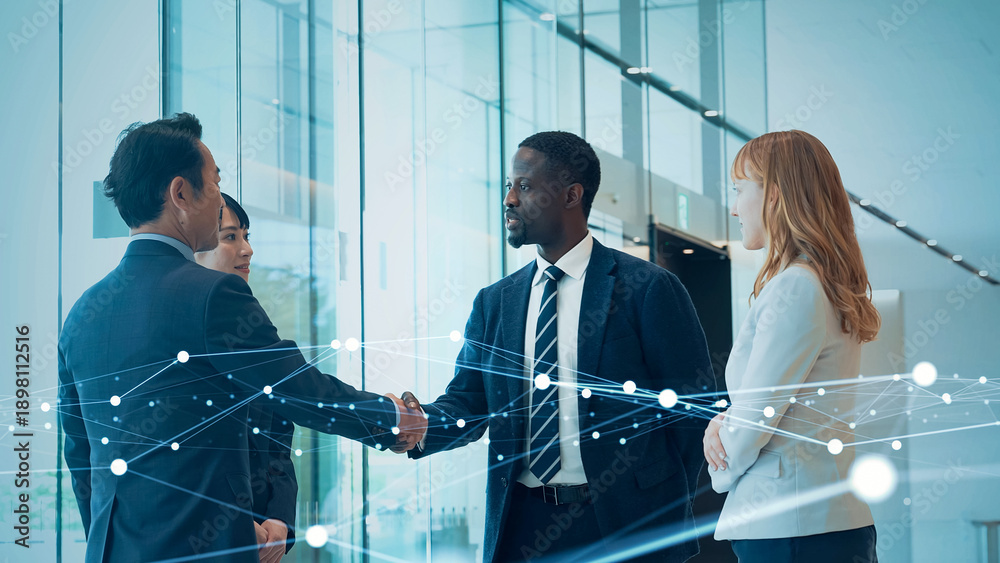 © metamorworks - グローバル、ネットワーク、ビジネス、握手、多国籍、コネクション、繋がる、協力、DX、ビジネスマン、ビジネスパーソン、ビジネスウーマン、企業、取引、英会話、ダイバーシティ、インクルージョン、インターネット、オンライン、web、人脈、多様性、通信、拡散、デジタル、グループ、チームワーク、チーム、外国人、日本人、テクノロジー、未来、オフィス、商談、IT、IoT、パートナー、サポート、サービス、人物、Sa