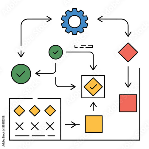  SaaS Automation Workflow vectors, clean modern illustration of automated processes, cloud software, task flow, system integration, workflow diagrams, isolated on white background, perfect for dig