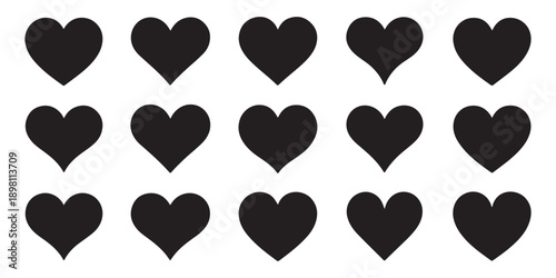 Heart shape vector icon set for valentines day love and romantic design symbol collection