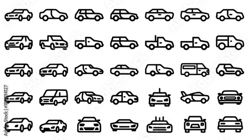 Collection of Various Car Silhouettes.