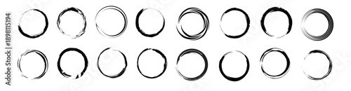 Grunge circle frames. Hand drawn grunge circles with rough brush texture and ink splash effect. vector set