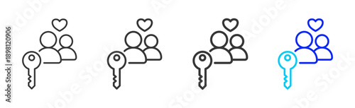 hope heart icon set collection creative outline style for elderly care with multiple thickness variations suitable for digital branding and medical design use