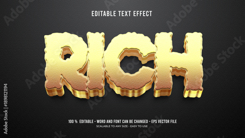 rich editable text effect 3d premium vector