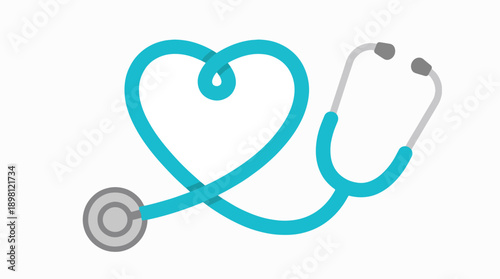 Embrace the essence of compassionate healthcare with this illustrative teal stethoscope forming a heartfelt symbol, representing medical care, love, and wellbeing