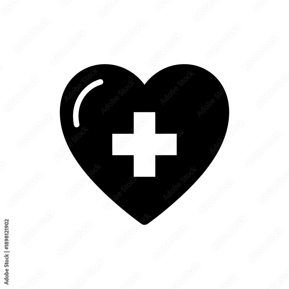 Fototapeta premium Medical Heart Icon Healthcare Cross Symbol