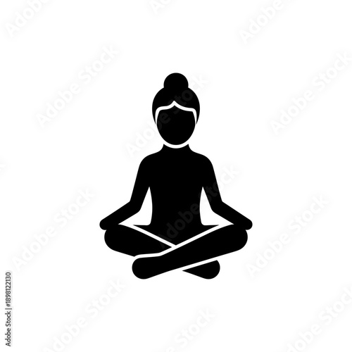 Meditation Woman Icon Sukhasana Yoga Pose Symbol