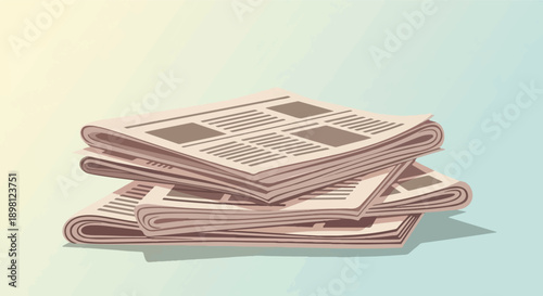 Stack of newspapers against a soft gradient background