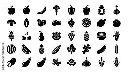 Collection of various fruit icons.