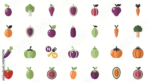 Collection of Various Colorful Fruits and Vegetables.