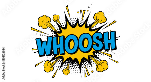 Comic book explosion effect with 'WHOOSH' text