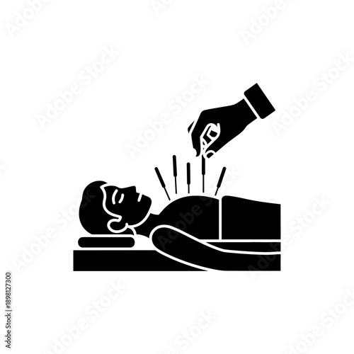 Acupuncture Therapy Treatment Silhouette Icon