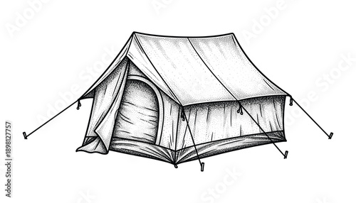 Tourist tent vector illustration camping gear for outdoor hiking expedition nature travel equipment