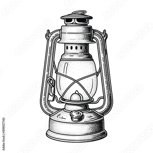 Kerosene lamp vector illustration camping lantern light equipment for outdoor night hiking adventure