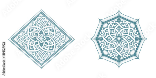 Islamic geometric patterns set vector illustration for decorative and ornamental purposes