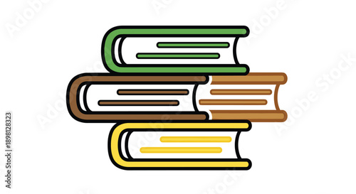 Inspiring stack of books for reading promotion, educational resources, library illustrations or back to school designs, perfect for learning materials