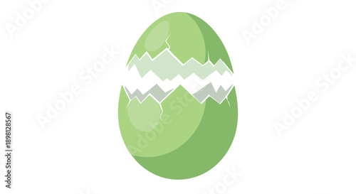 Cracked green eggshell symbolizes new beginnings and fresh starts, perfect for Easter themes and springtime celebrations, a vibrant hope