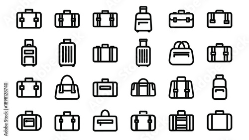 Collection of various luggage icons.