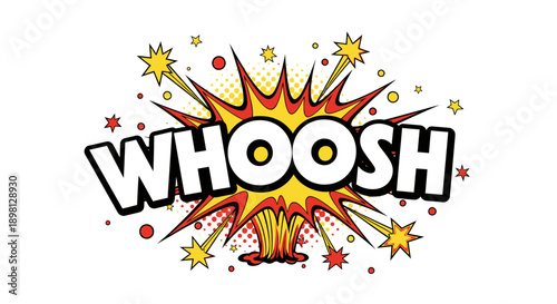 Comic book explosion effect with whoosh text
