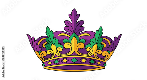 A colorful illustration of a regal crown with ornate details