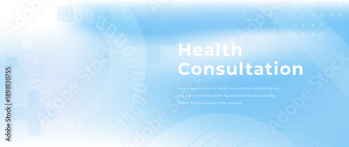 Light blue abstract medical gradient background with translucent geometric shapes, medical plus. Modern simple healthcare design for digital medicine, research, clinics. Vector illustration