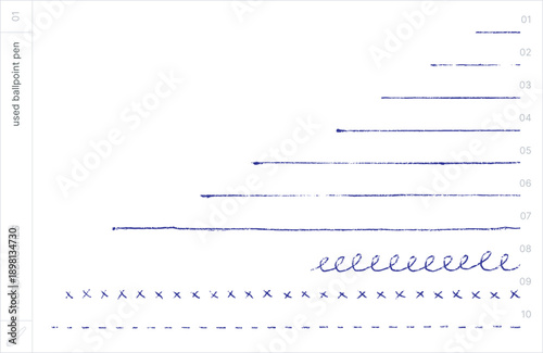 Vector Brushes. Used Ballpoint Pen.