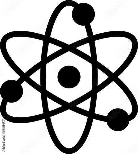 Black atom icon - solid