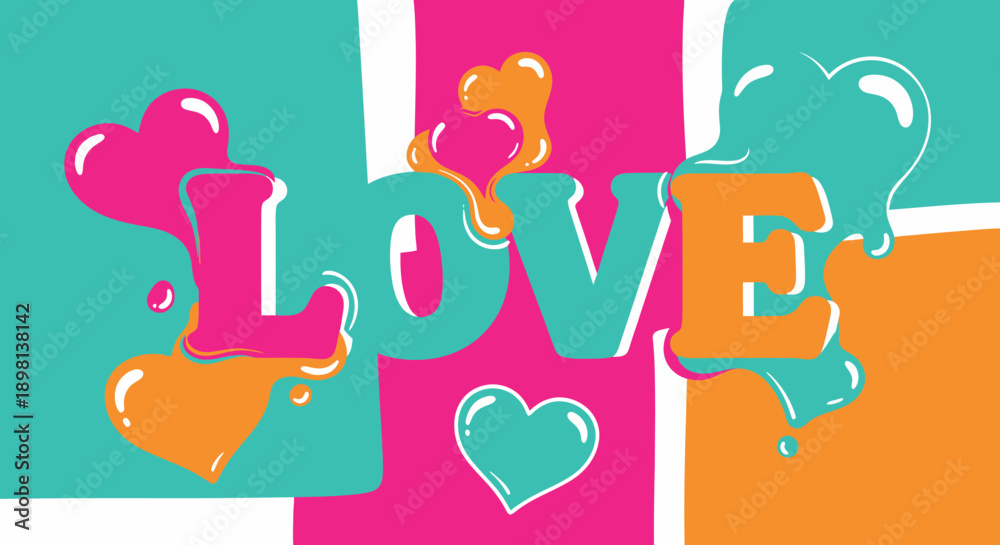 Fototapeta premium Love with heart shapes and vibrant colors, a symbol of affection and romance, celebrating love