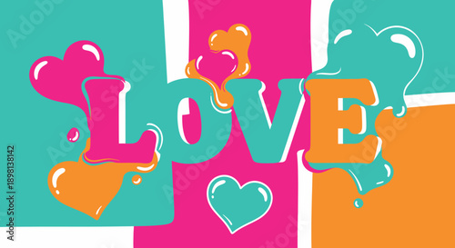 Love with heart shapes and vibrant colors, a symbol of affection and romance, celebrating love