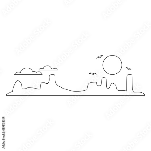 Desert vector icon. Mountain landscape Illustration sign. Mountains symbol or logo.