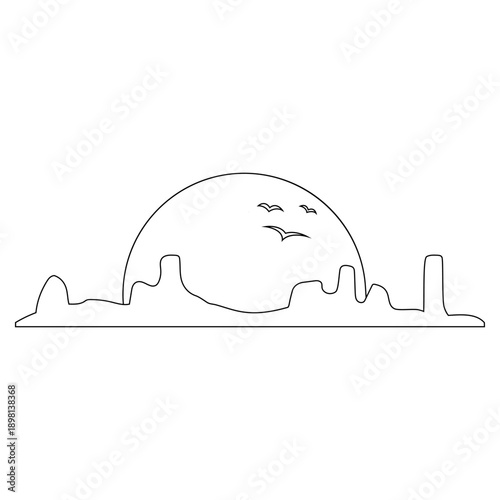 Desert vector icon. Mountain landscape Illustration sign. Mountains symbol or logo.