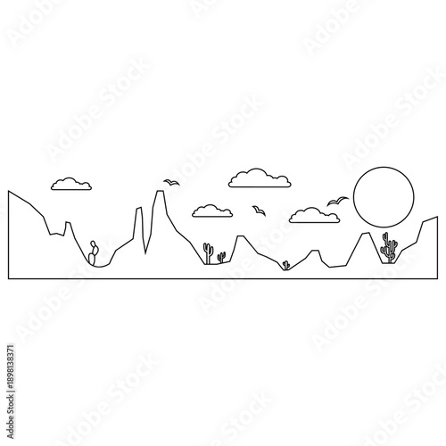 Desert vector icon. Mountain landscape Illustration sign. Mountains symbol or logo.