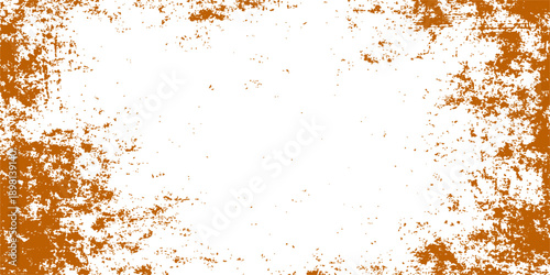 An aged brown grunge pattern features a dirty rusty metal plate texture with antique ink splashes and a weathered paint design on an old textured wall illustration