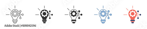 Icon set for innovation showing creative ideas, technology, and strategic thinking to solve problems and drive digital transformation and development