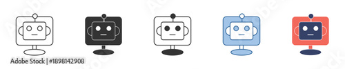 Conceptual illustration of an AI assistant on a monitor screen, representing advanced artificial intelligence for digital communication, virtual support, and automated service solutions
