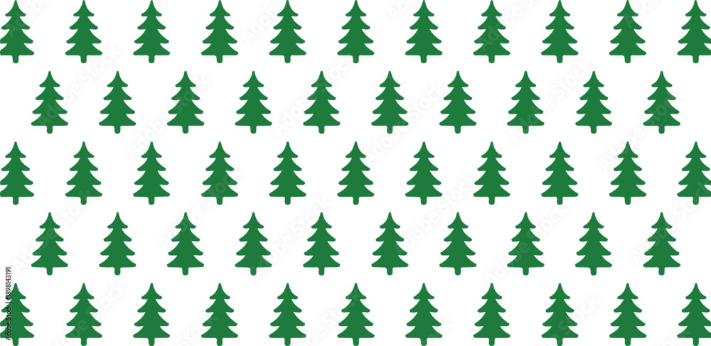 Obraz premium Seamless Pine Tree Line Art Pattern with Minimal Forest Elements for Winter Design