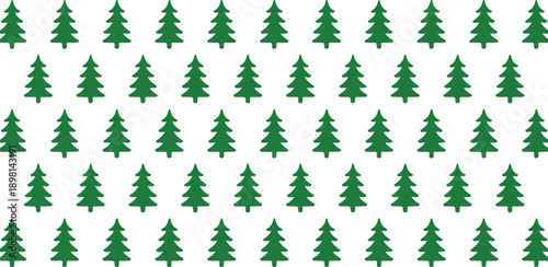 Seamless Pine Tree Line Art Pattern with Minimal Forest Elements for Winter Design