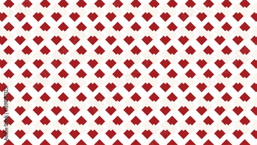A seamless pattern featuring small, red, irregular diamond shapes arranged in a staggered grid on a light background.