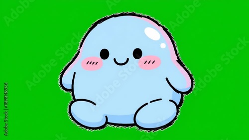 Wallpaper Mural Cute Blue Blob Character Animation with Green Screen Background. Torontodigital.ca