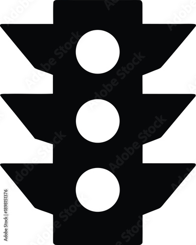 traffic light with three signals silhouette vector illustration on transparent background
