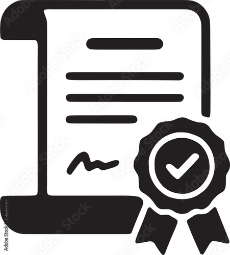 Certified Digital Document and Agreement Vector Icon