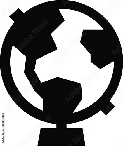 rotating earth globe silhouette vector illustration on transparent background