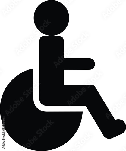 person seated in manual wheelchair silhouette vector illustration on transparent background