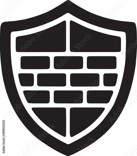 Firewall Protection and Network Defense Vector Icon