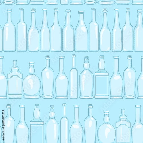 Vector Seamless Pattern of Cartoon Bottles