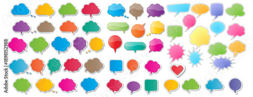 Large Collection of Colorful Speech Bubbles and Thought Clouds
