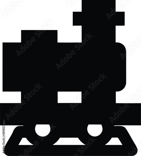 freight train engine silhouette vector illustration on transparent background