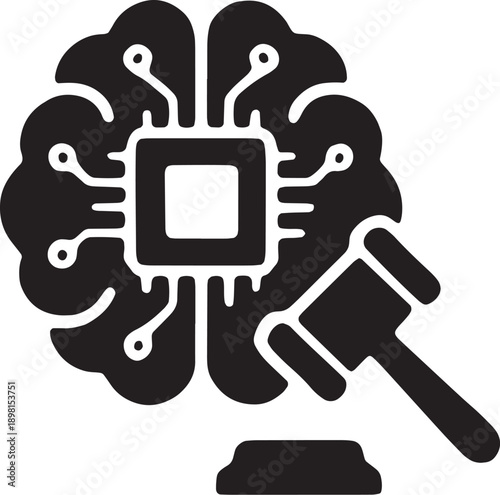 Artificial Intelligence in Law and Robo-Judge Vector Icon