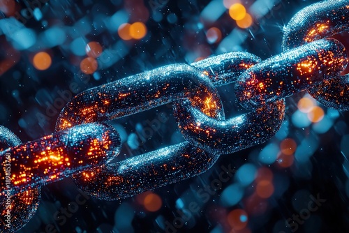 Block chain. Crypto currency. Blockchain concept. Chain with digital code. Ai Generative